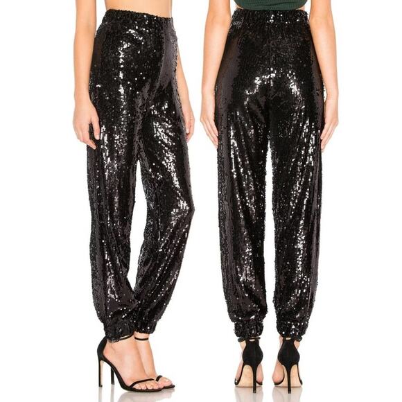 Revolve By The Way. Cat Sequin Jogger in Black NWT Size Small - Picture 2 of 3